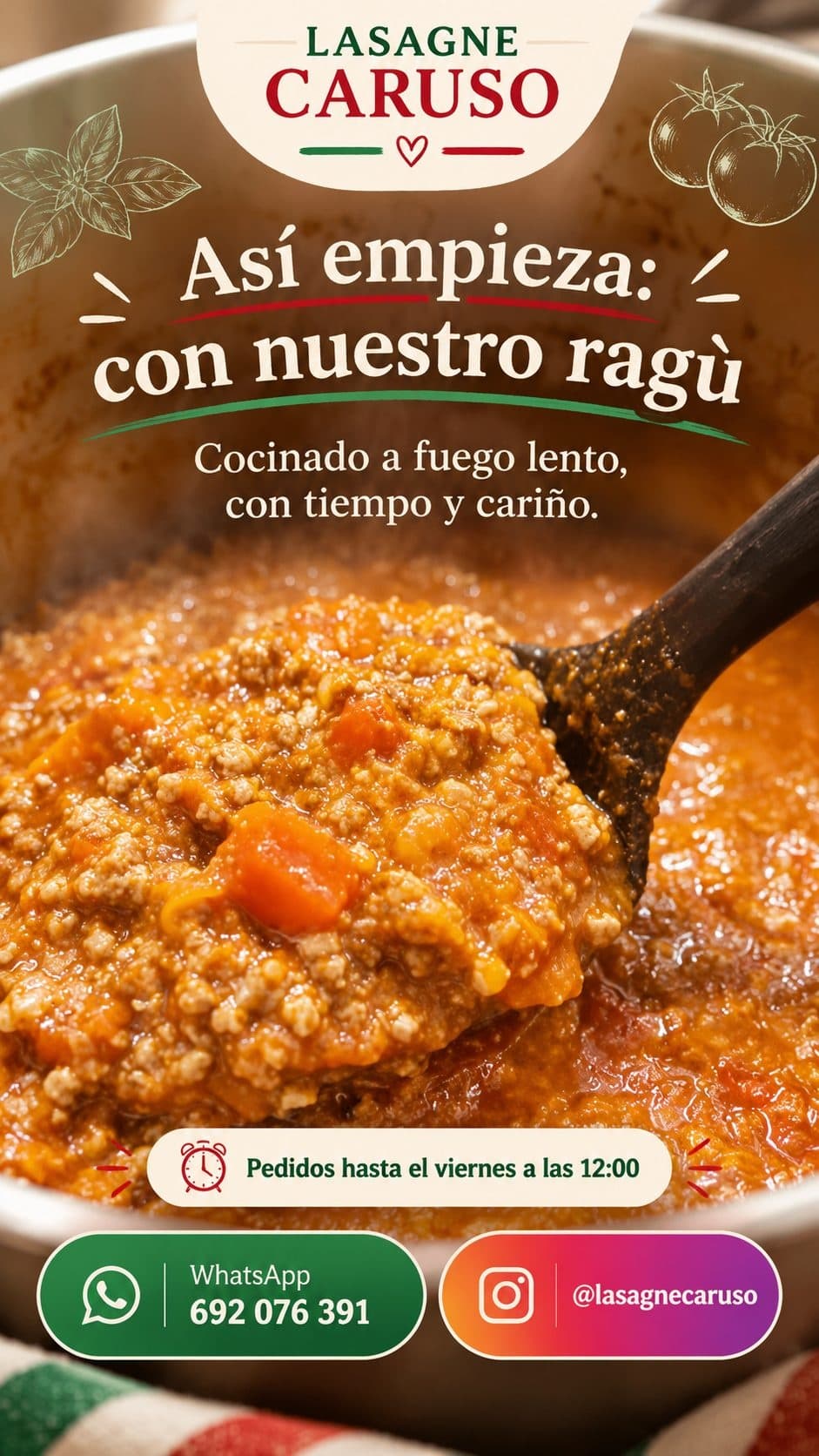 El ragú de Lasagne Caruso